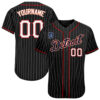 Custom Detroit Tigers Black White Pinstripe White-Red Authentic Baseball Jersey