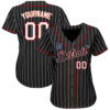 Custom Detroit Tigers Black White Pinstripe White-Red Authentic Baseball Jersey