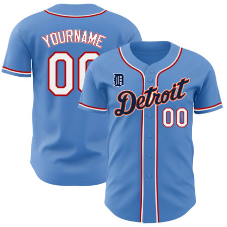 Custom Detroit Tigers Powder Blue White-Red Authentic Baseball Jersey