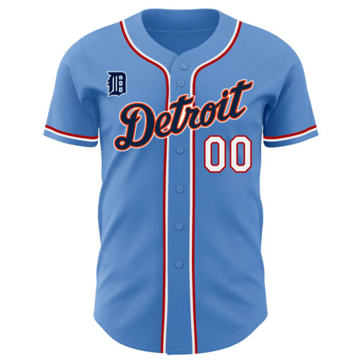 Custom Detroit Tigers Powder Blue White-Red Authentic Baseball Jersey