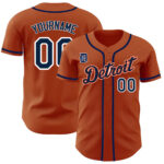 Custom Detroit Tigers Texas Orange Navy-White Authentic Baseball Jersey