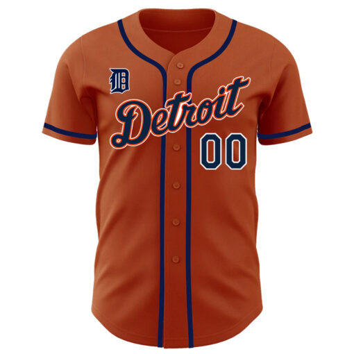 Custom Detroit Tigers Texas Orange Navy-White Authentic Baseball Jersey