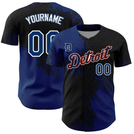 Custom Detroit Tigers US Navy Blue Black-White 3D Pattern Design Abstract Brush Stroke Authentic Baseball Jersey