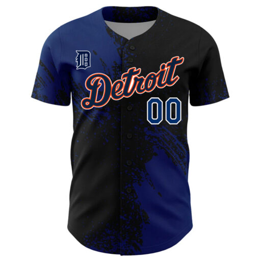 Custom Detroit Tigers US Navy Blue Black-White 3D Pattern Design Abstract Brush Stroke Authentic Baseball Jersey