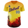 Custom Detroit Tigers Yellow Red Texas Sunset Southwest Landscape City Edition Authentic Baseball Jersey