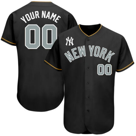 Custom New York Yankees Black Black Old Gold Authentic Baseball Jersey