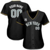 Custom New York Yankees Black Black Old Gold Authentic Baseball Jersey