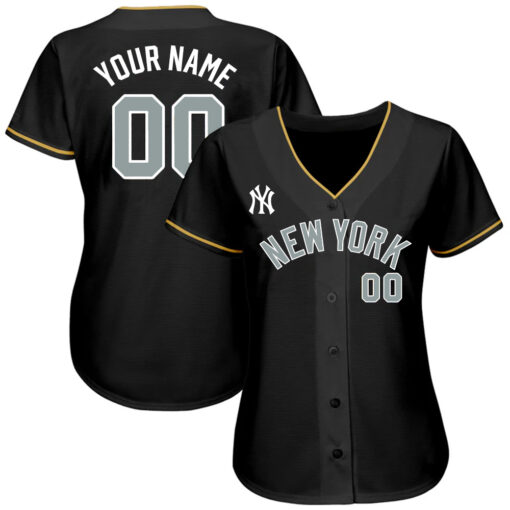 Custom New York Yankees Black Black Old Gold Authentic Baseball Jersey