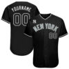 Custom New York Yankees Black Black White Authentic Baseball Jersey