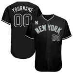 Custom New York Yankees Black Black White Authentic Baseball Jersey