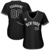 Custom New York Yankees Black Black White Authentic Baseball Jersey