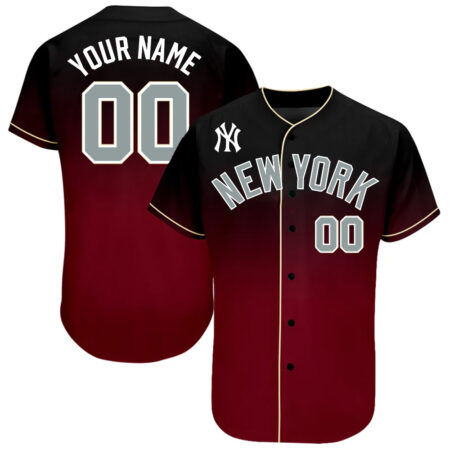 Custom New York Yankees Black Crimson Cream Baseball Jersey