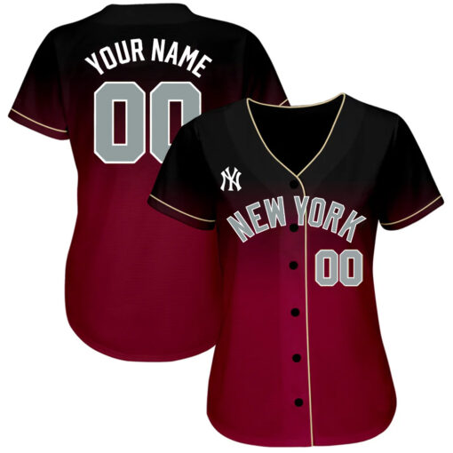 Custom New York Yankees Black Crimson Cream Baseball Jersey