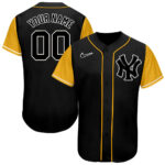 Custom New York Yankees Black Gold White Authentic Two Tone Baseball Jersey
