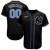 Custom New York Yankees Black Light Blue White Authentic Baseball Jersey