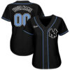 Custom New York Yankees Black Light Blue White Authentic Baseball Jersey