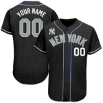Custom New York Yankees Black Royal Red Authentic Baseball Jersey