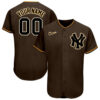 Custom New York Yankees Brown Gold White Baseball Jersey