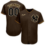 Custom New York Yankees Brown Gold White Baseball Jersey