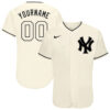 Custom New York Yankees Cream Cream Black Authentic Baseball Jersey