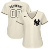 Custom New York Yankees Cream Cream Black Authentic Baseball Jersey