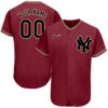 Custom New York Yankees Crimson Black City Cream Authentic Baseball Jersey