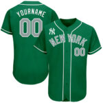 Custom New York Yankees Kelly Green White Gray  Baseball Jersey