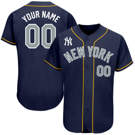Custom New York Yankees Navy Gold Authentic Baseball Jersey