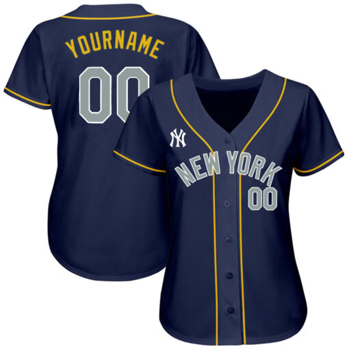 Custom New York Yankees Navy Gold Authentic Baseball Jersey