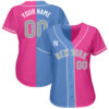Custom New York Yankees Pink Light Blue White Authentic Split Fashion Baseball Jersey