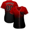 Custom New York Yankees Red Black White Authentic Fade Fashion Baseball Jersey