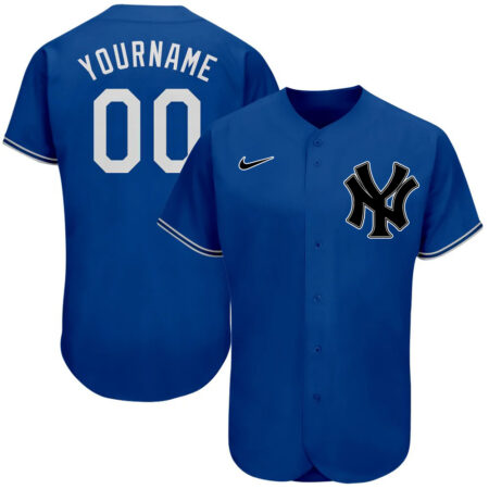 Custom New York Yankees Royal White Authentic Baseball Jersey