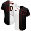 Custom New York Yankees White Black Red Authentic Split Fashion Baseball Jersey