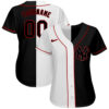 Custom New York Yankees White Black Red Authentic Split Fashion Baseball Jersey