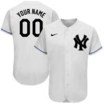 Custom New York Yankees White Royal Red Authentic Baseball Jersey