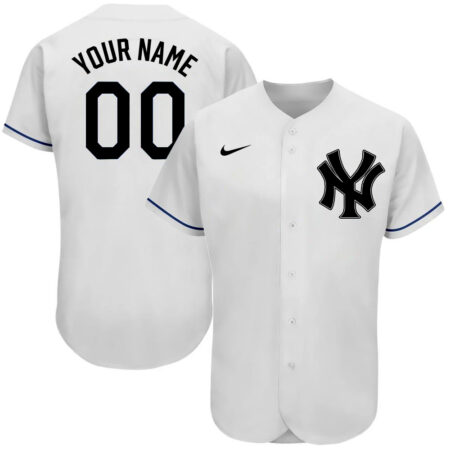 Custom New York Yankees White Royal Red Authentic Baseball Jersey