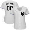 Custom New York Yankees White Royal Red Authentic Baseball Jersey