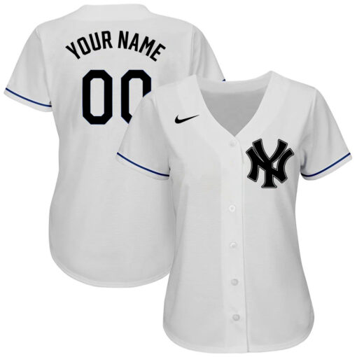 Custom New York Yankees White Royal Red Authentic Baseball Jersey